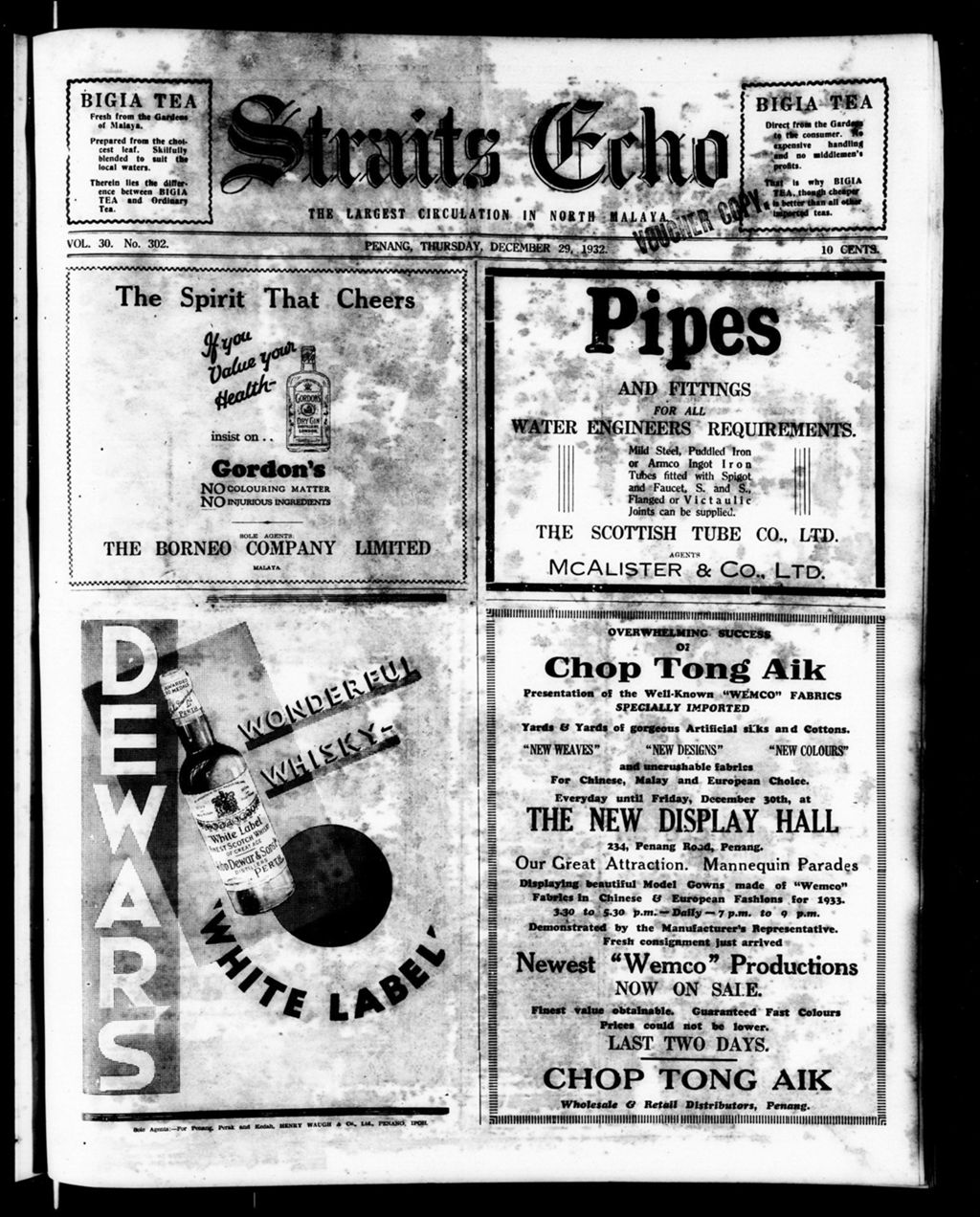 Miniature of Straits Echo 29 December 1932