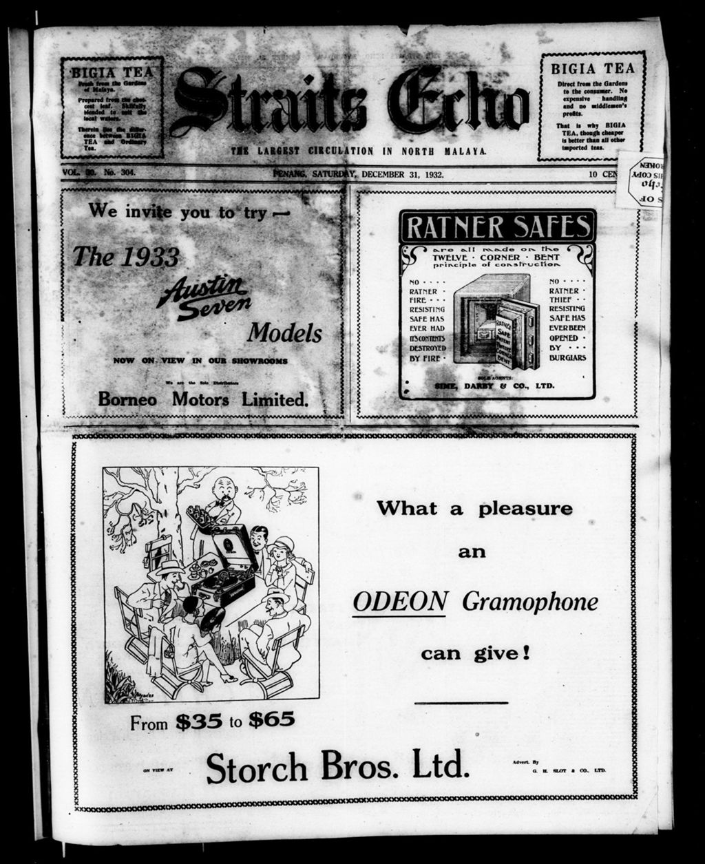 Miniature of Straits Echo 31 December 1932