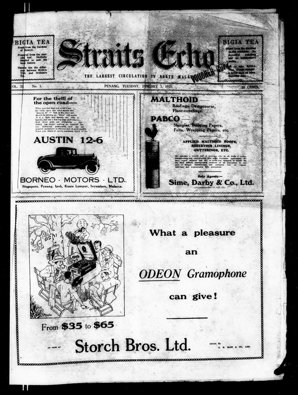 Miniature of Straits Echo 03 January 1933