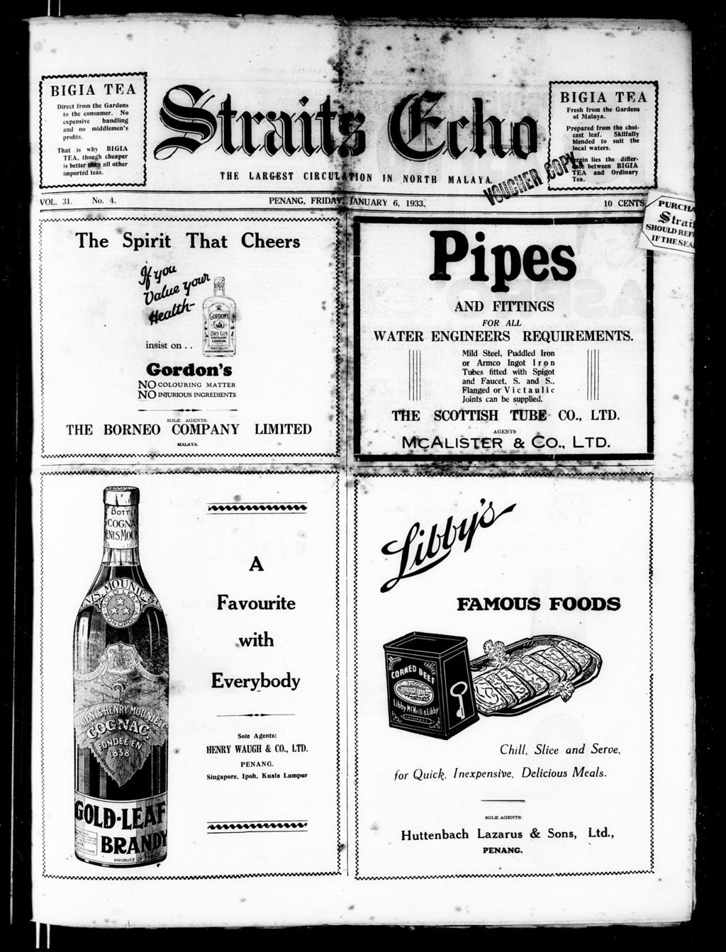 Miniature of Straits Echo 06 January 1933