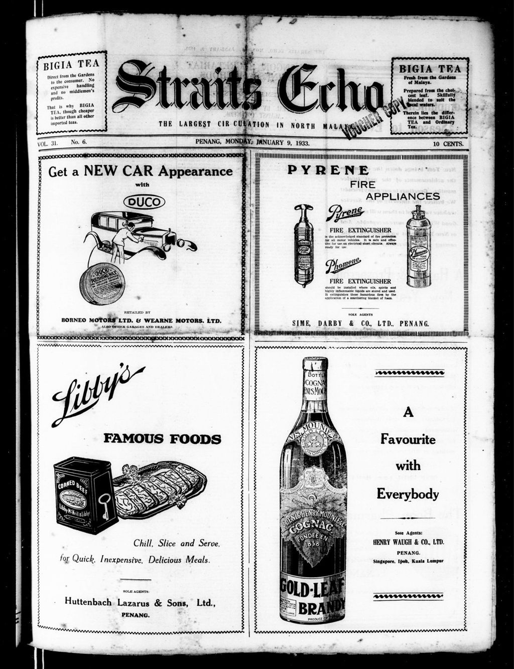 Miniature of Straits Echo 09 January 1933