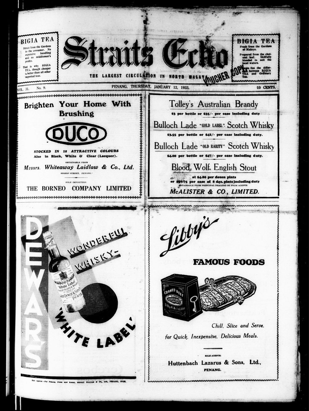 Miniature of Straits Echo 12 January 1933