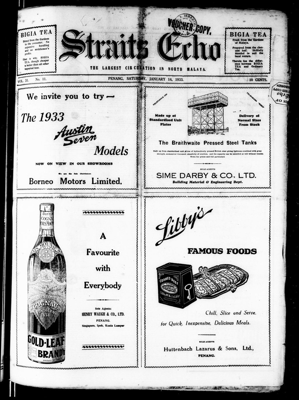 Miniature of Straits Echo 14 January 1933