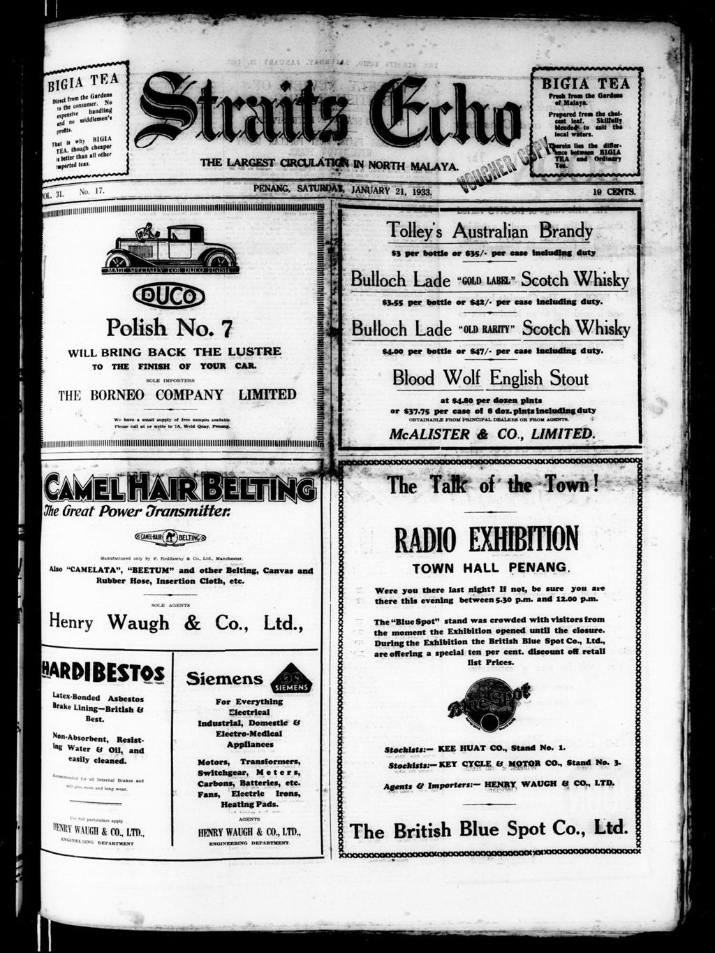 Miniature of Straits Echo 21 January 1933