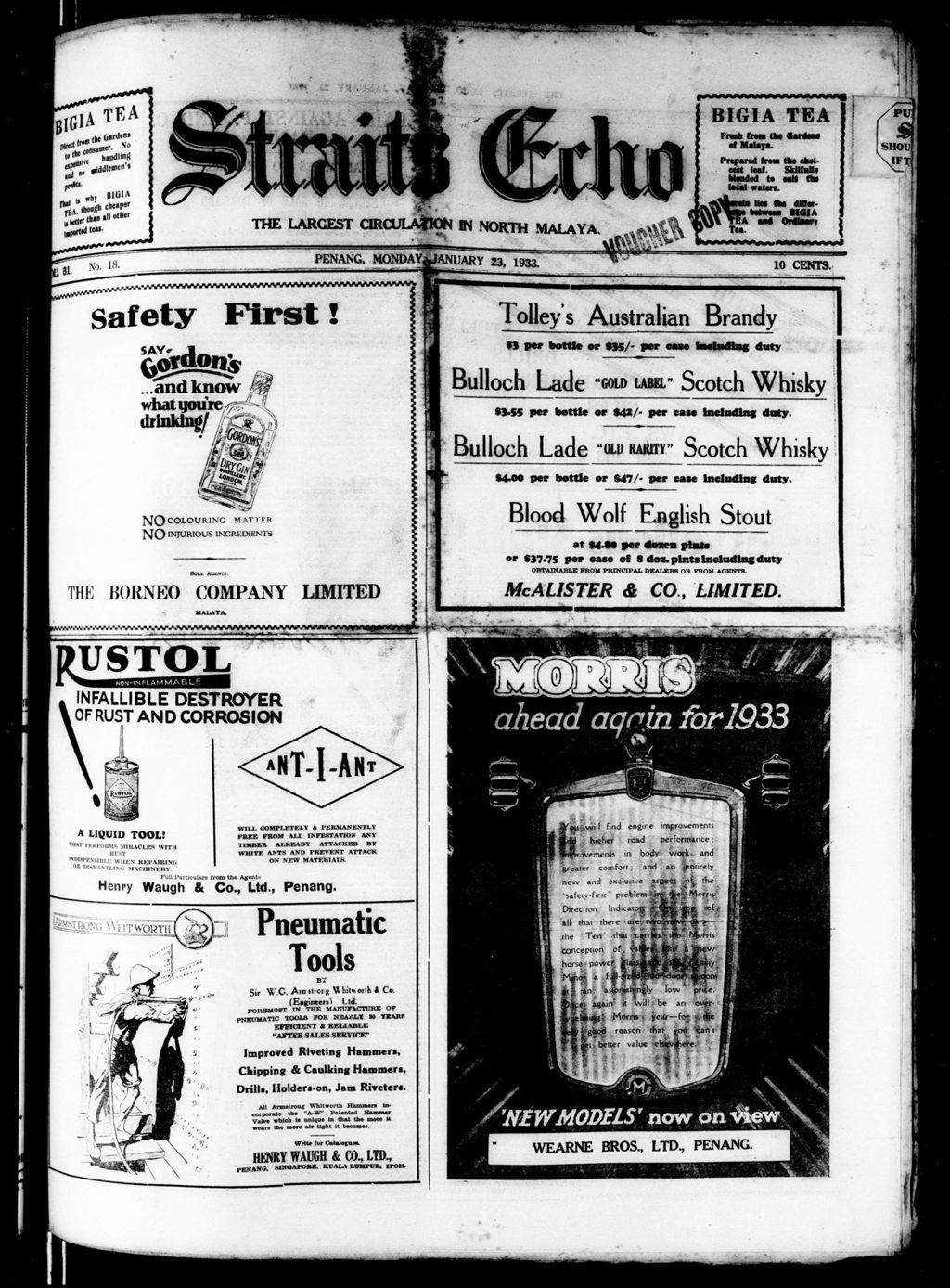 Miniature of Straits Echo 23 January 1933