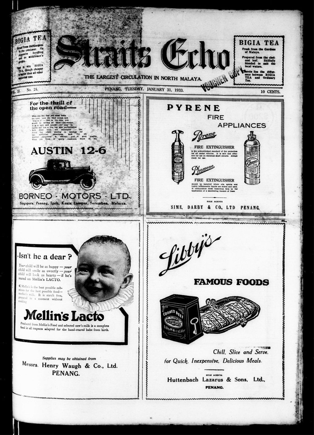 Miniature of Straits Echo 31 January 1933