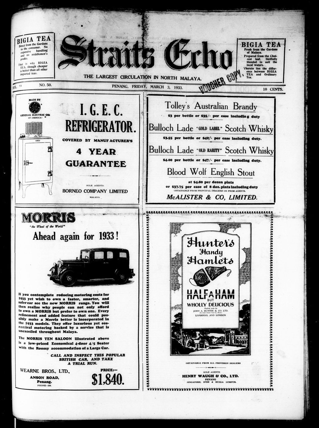 Miniature of Straits Echo 03 March 1933