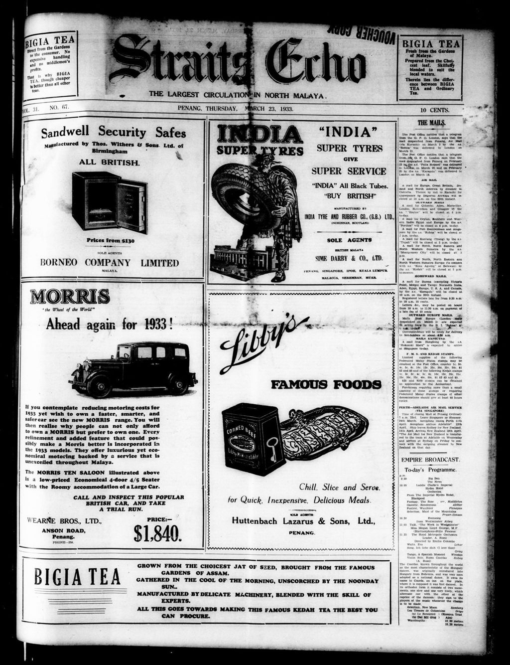 Miniature of Straits Echo 23 March 1933