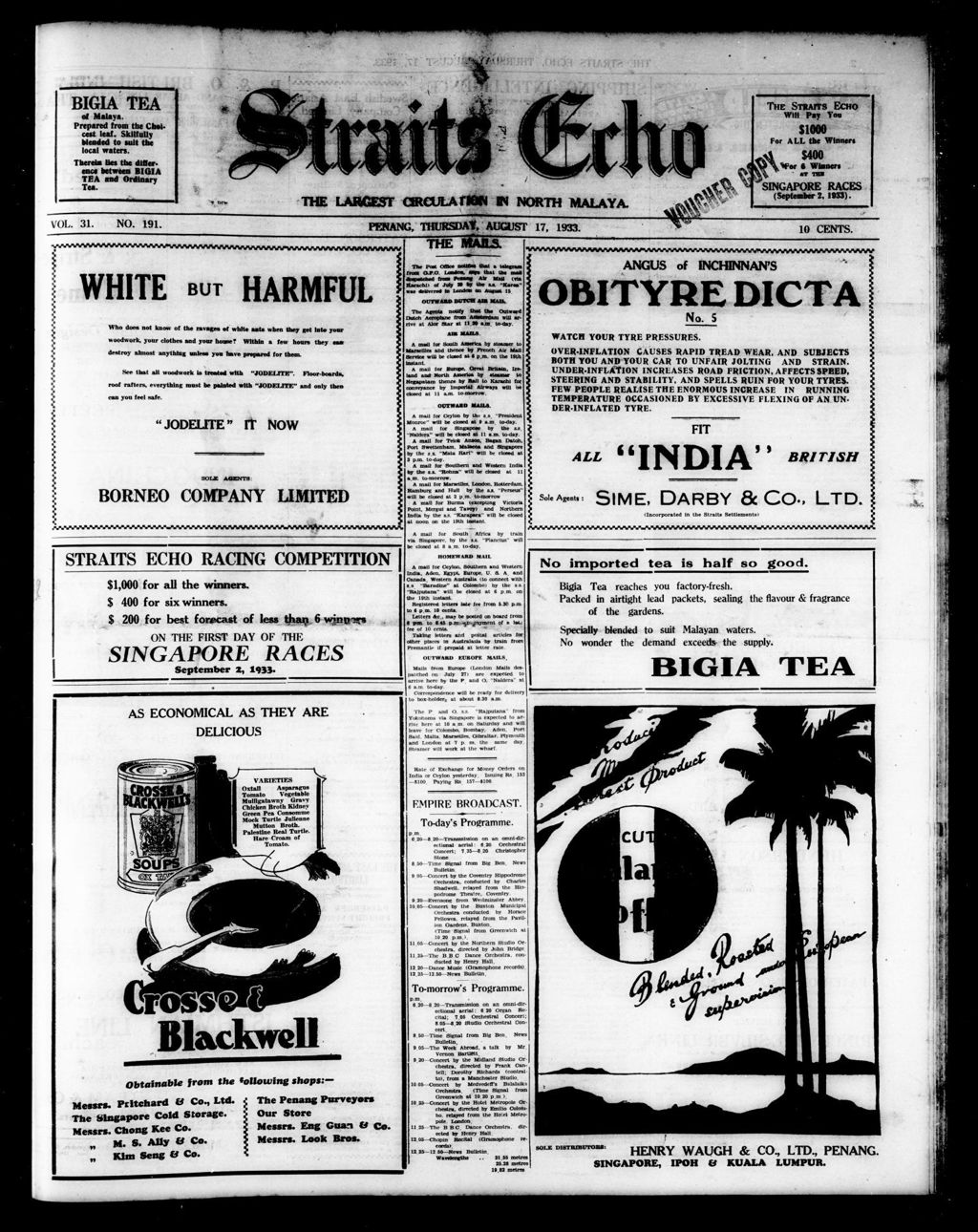 Miniature of Straits Echo 17 August 1933