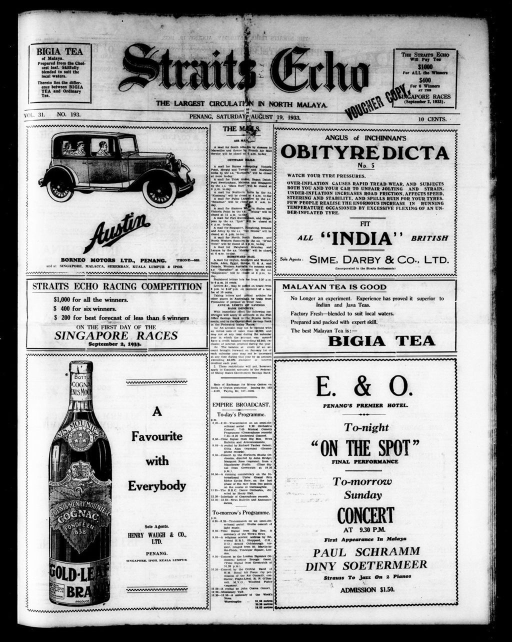 Miniature of Straits Echo 19 August 1933