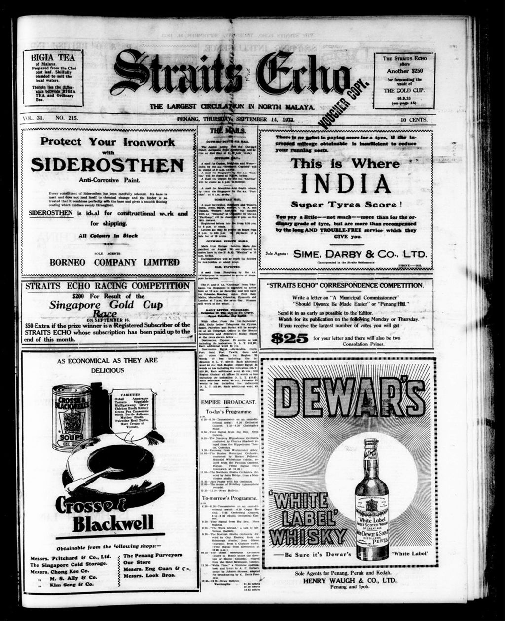 Miniature of Straits Echo 14 September 1933