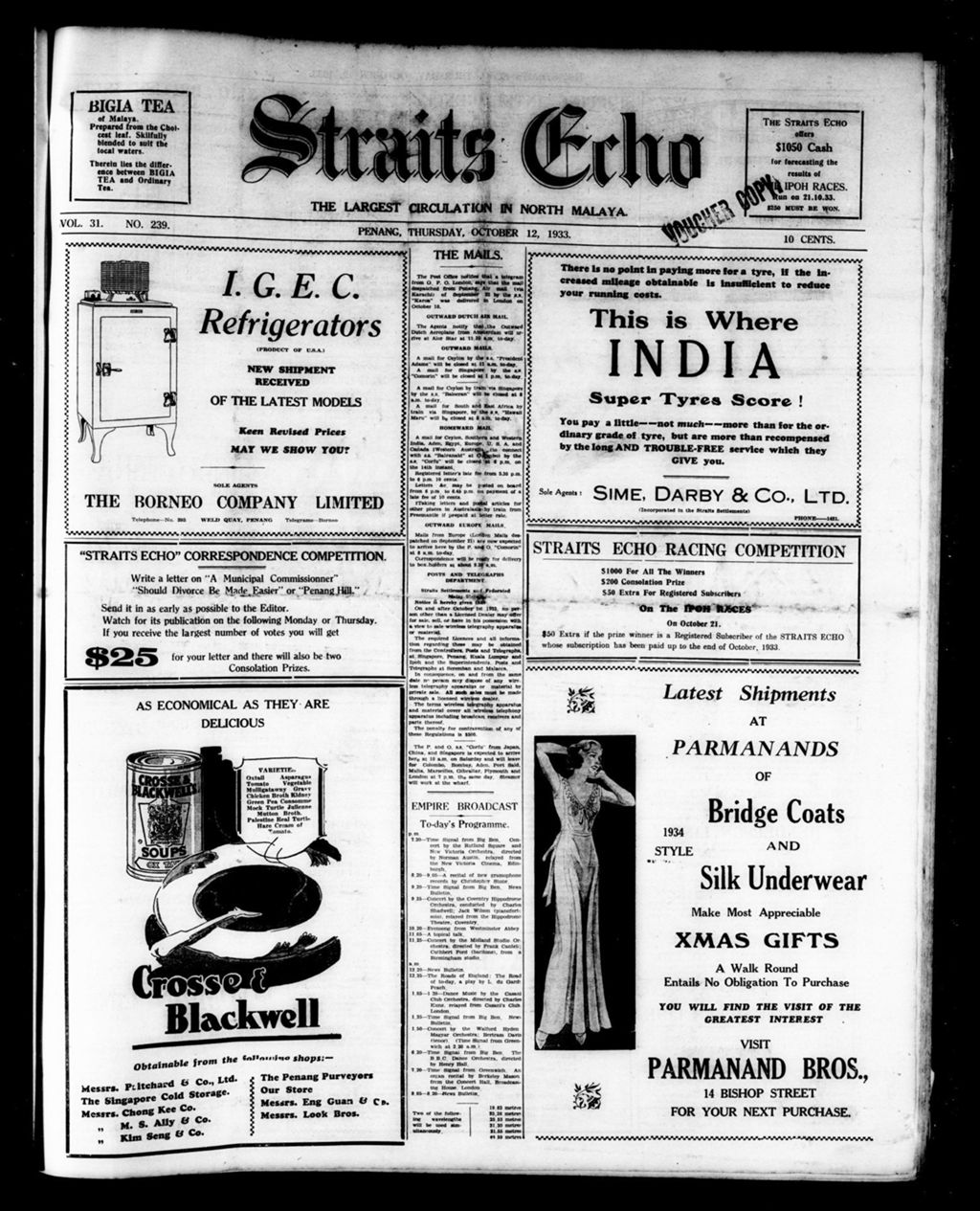 Miniature of Straits Echo 12 October 1933