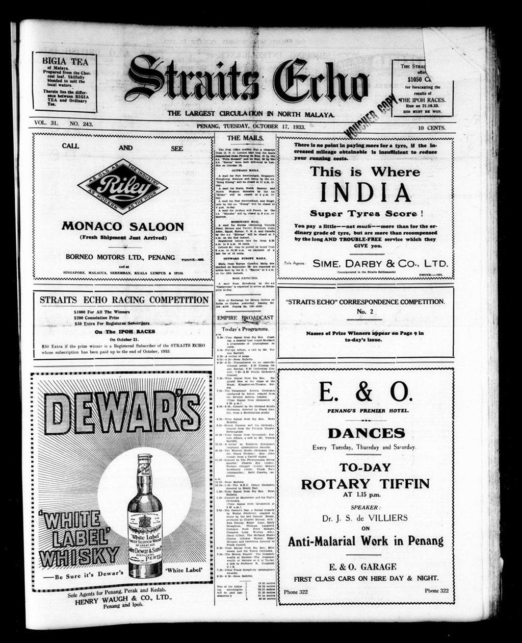 Miniature of Straits Echo 17 October 1933