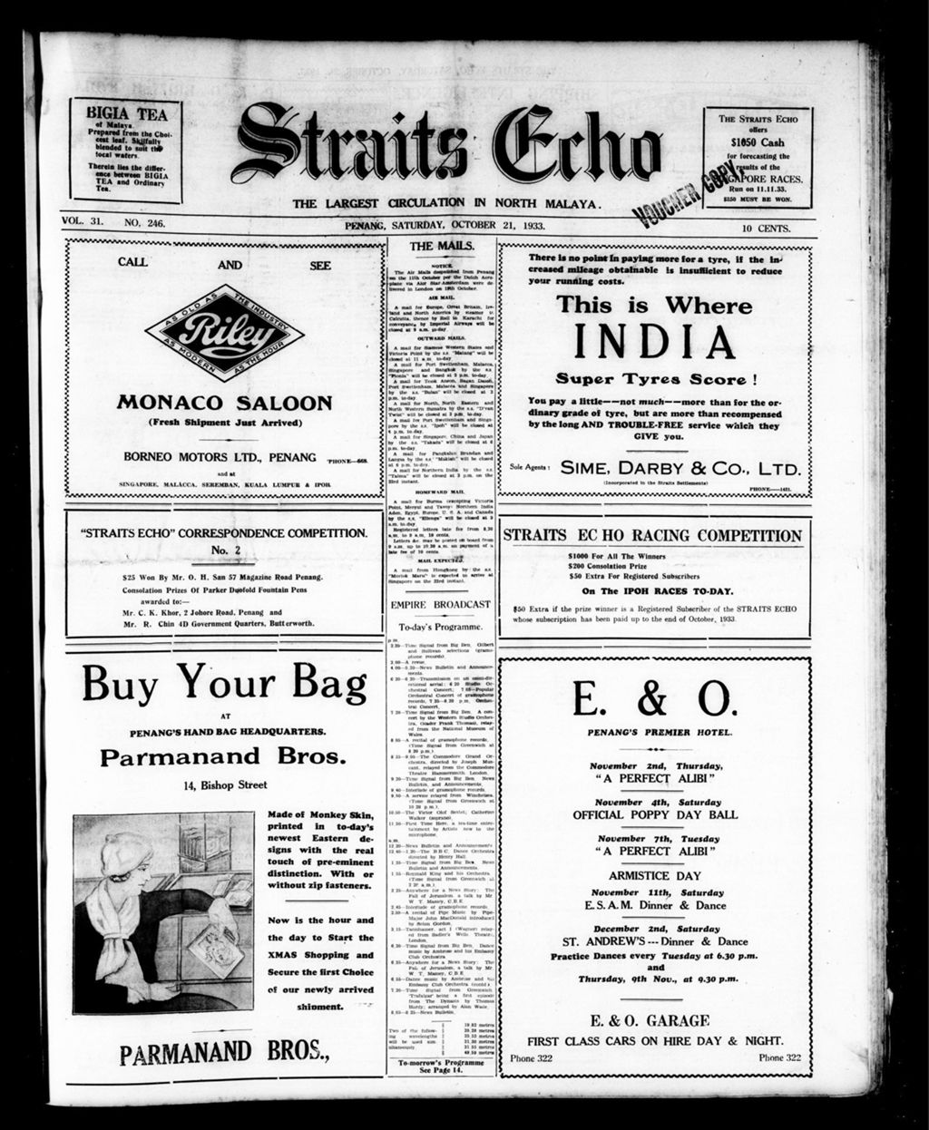 Miniature of Straits Echo 21 October 1933