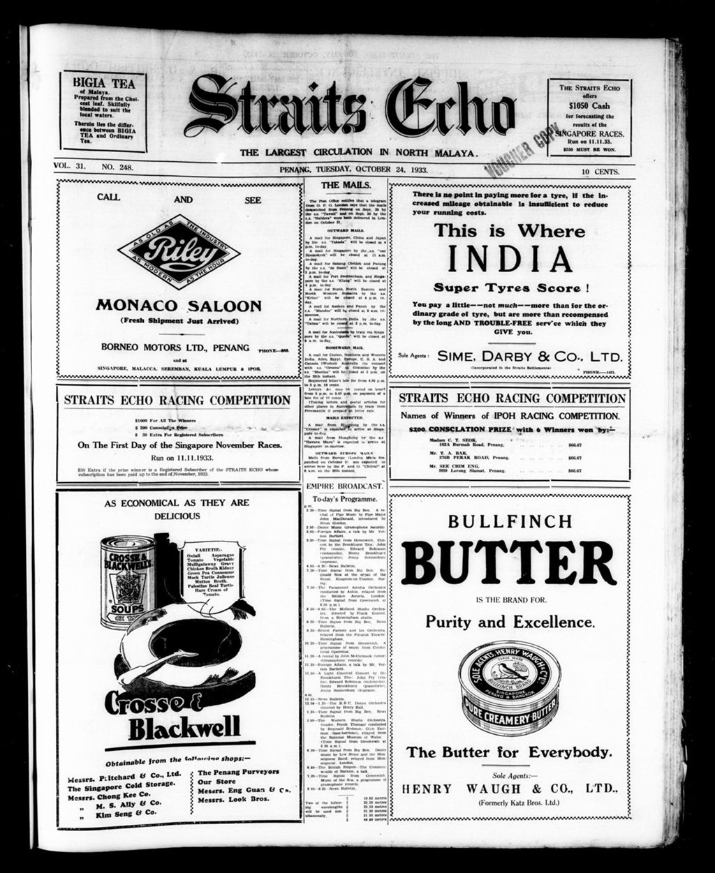 Miniature of Straits Echo 24 October 1933