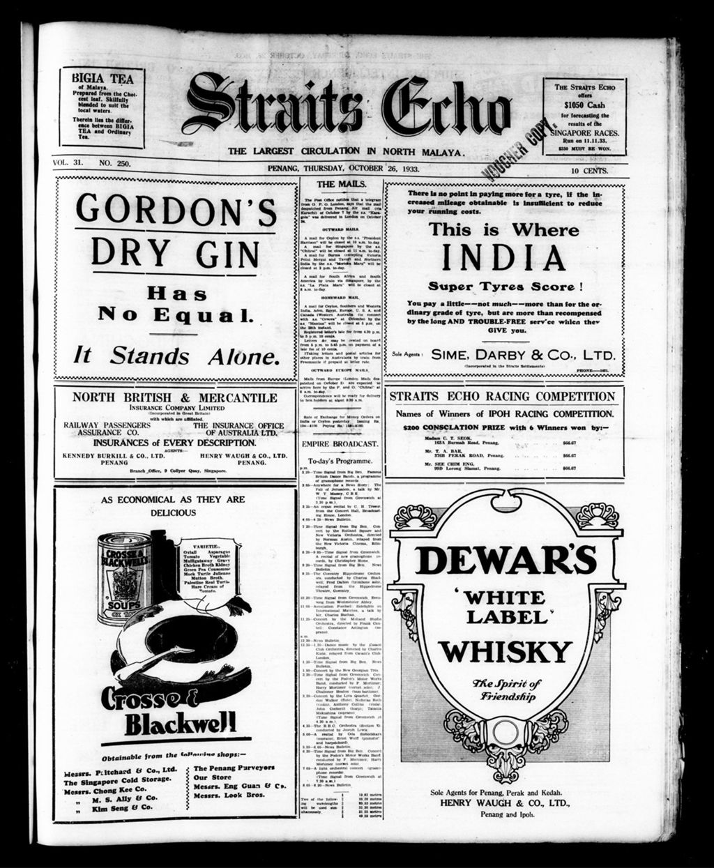 Miniature of Straits Echo 26 October 1933