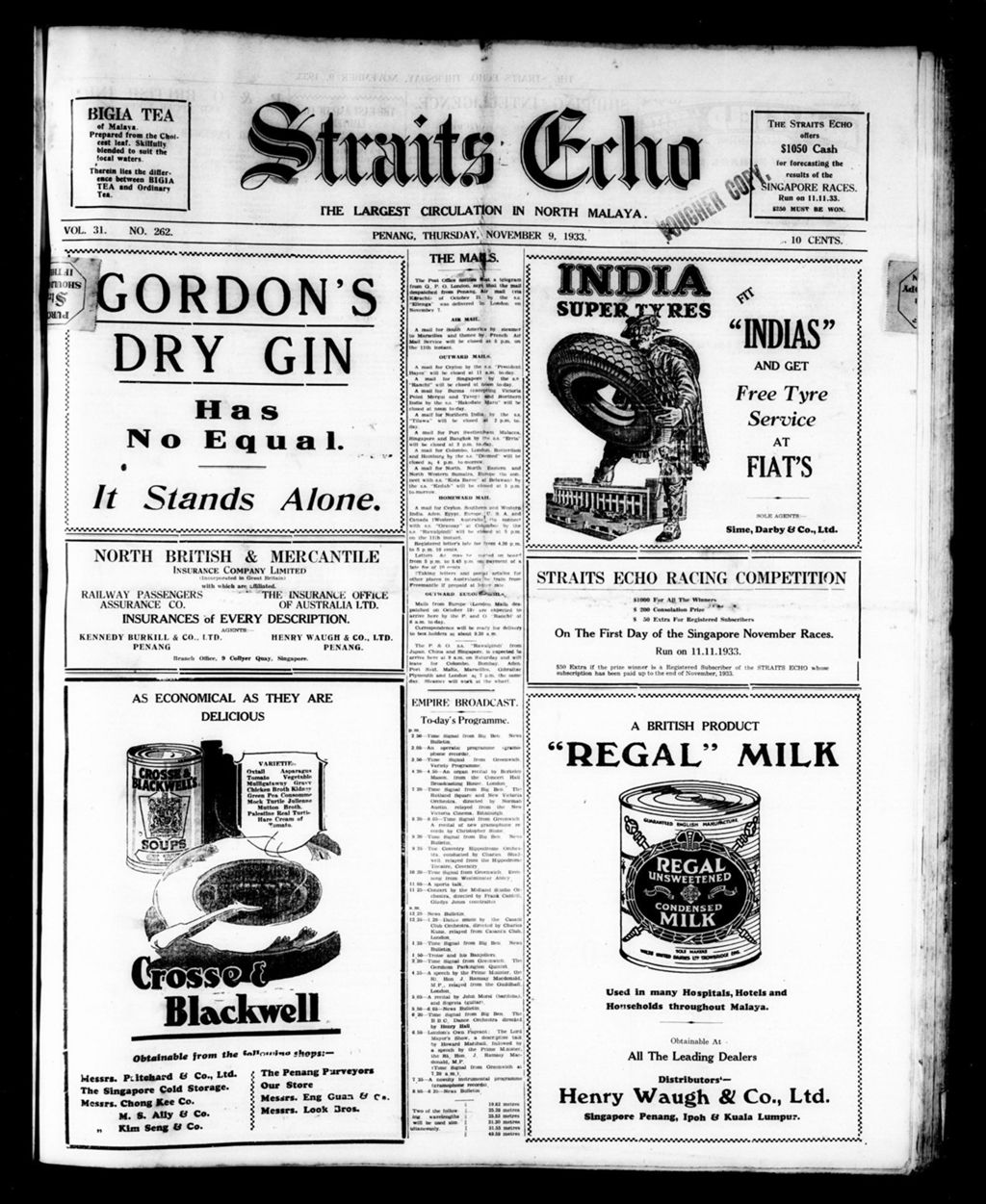 Miniature of Straits Echo 09 November 1933