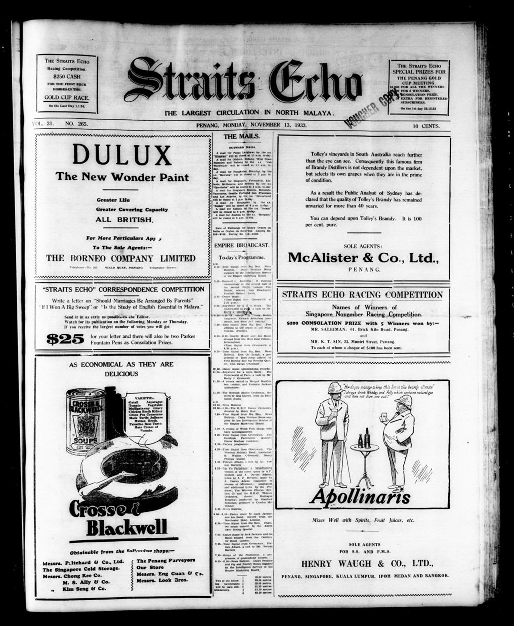 Miniature of Straits Echo 13 November 1933