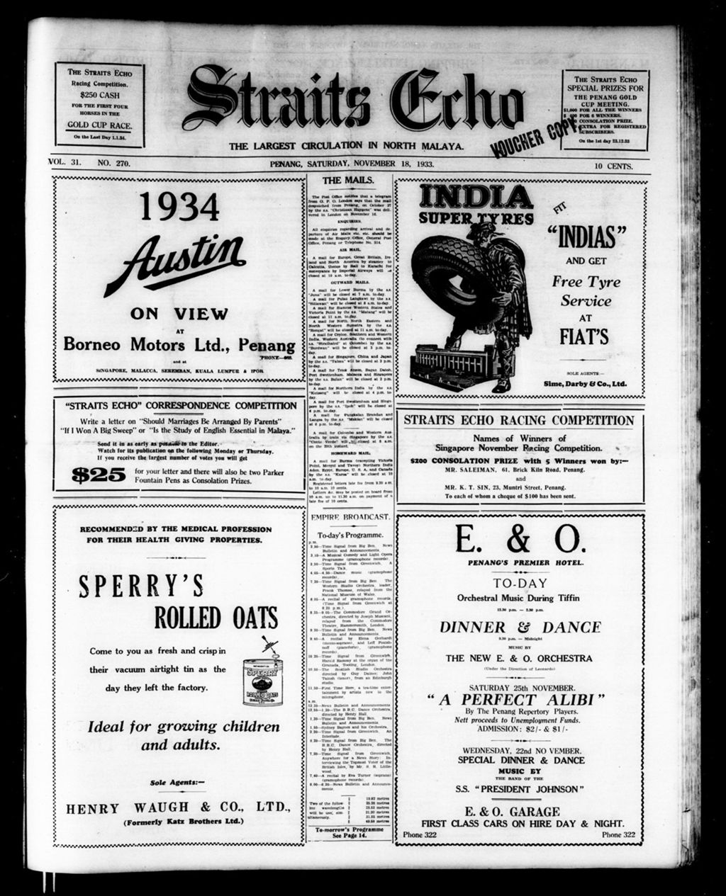 Miniature of Straits Echo 18 November 1933