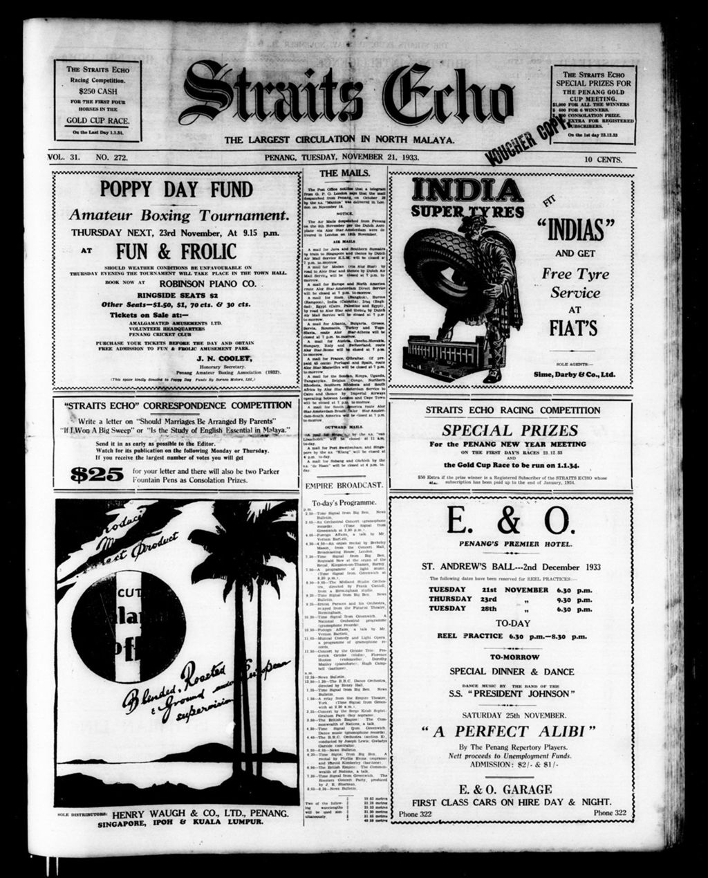 Miniature of Straits Echo 21 November 1933