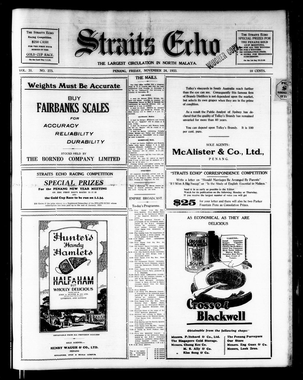 Miniature of Straits Echo 24 November 1933