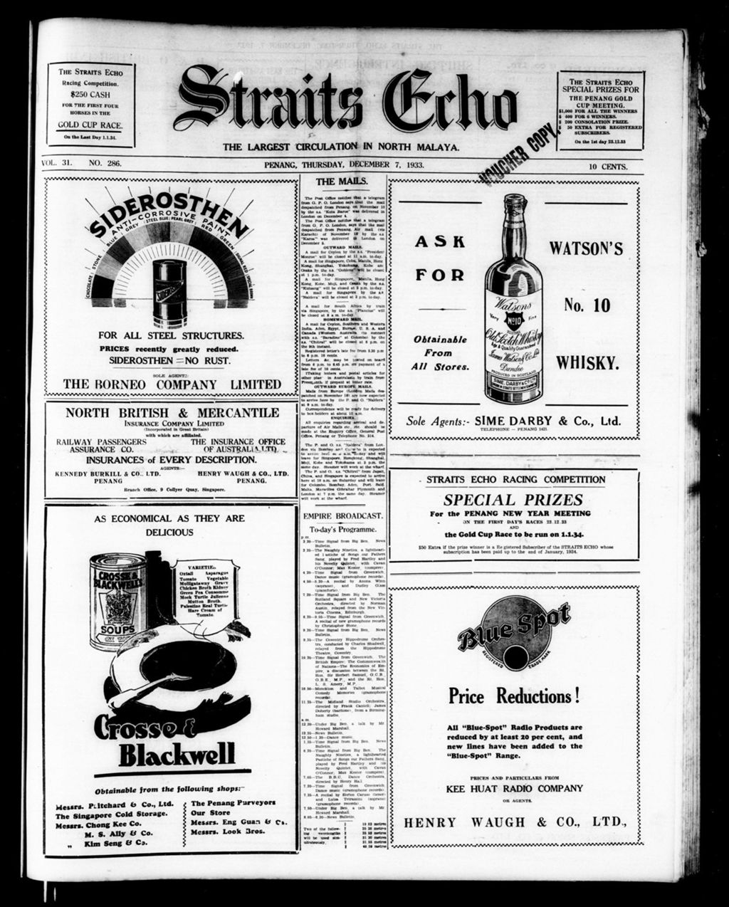 Miniature of Straits Echo 07 December 1933