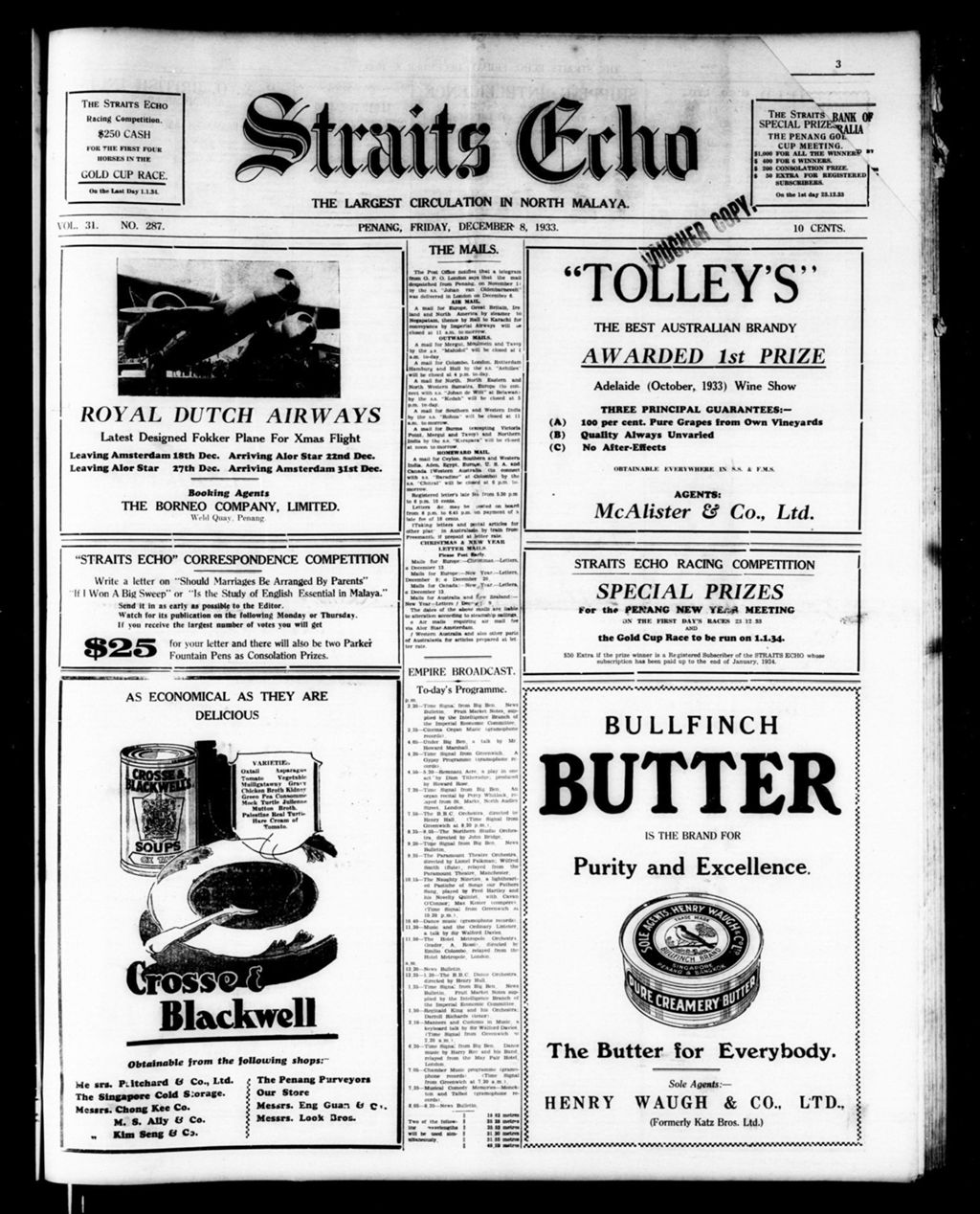 Miniature of Straits Echo 08 December 1933