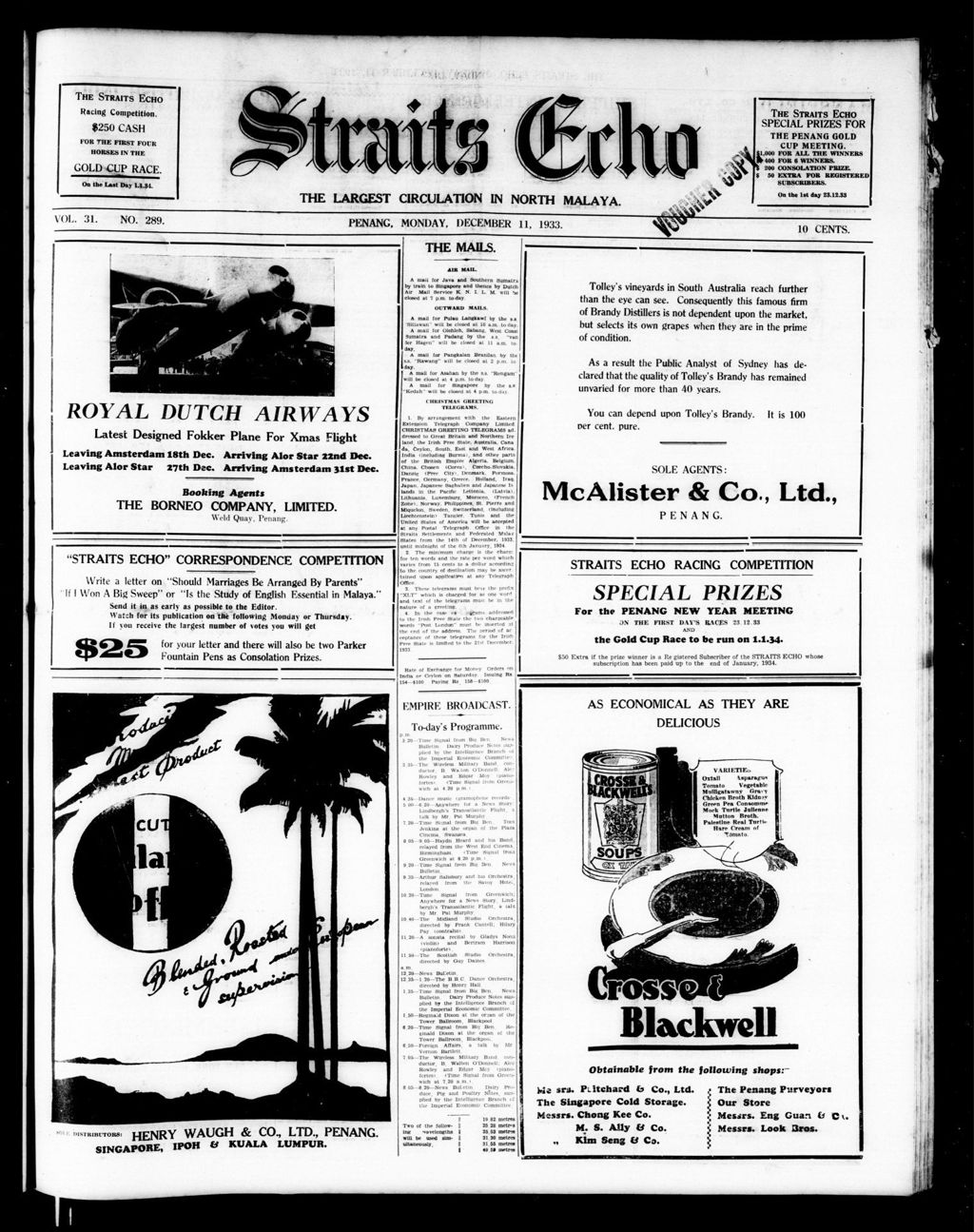 Miniature of Straits Echo 11 December 1933