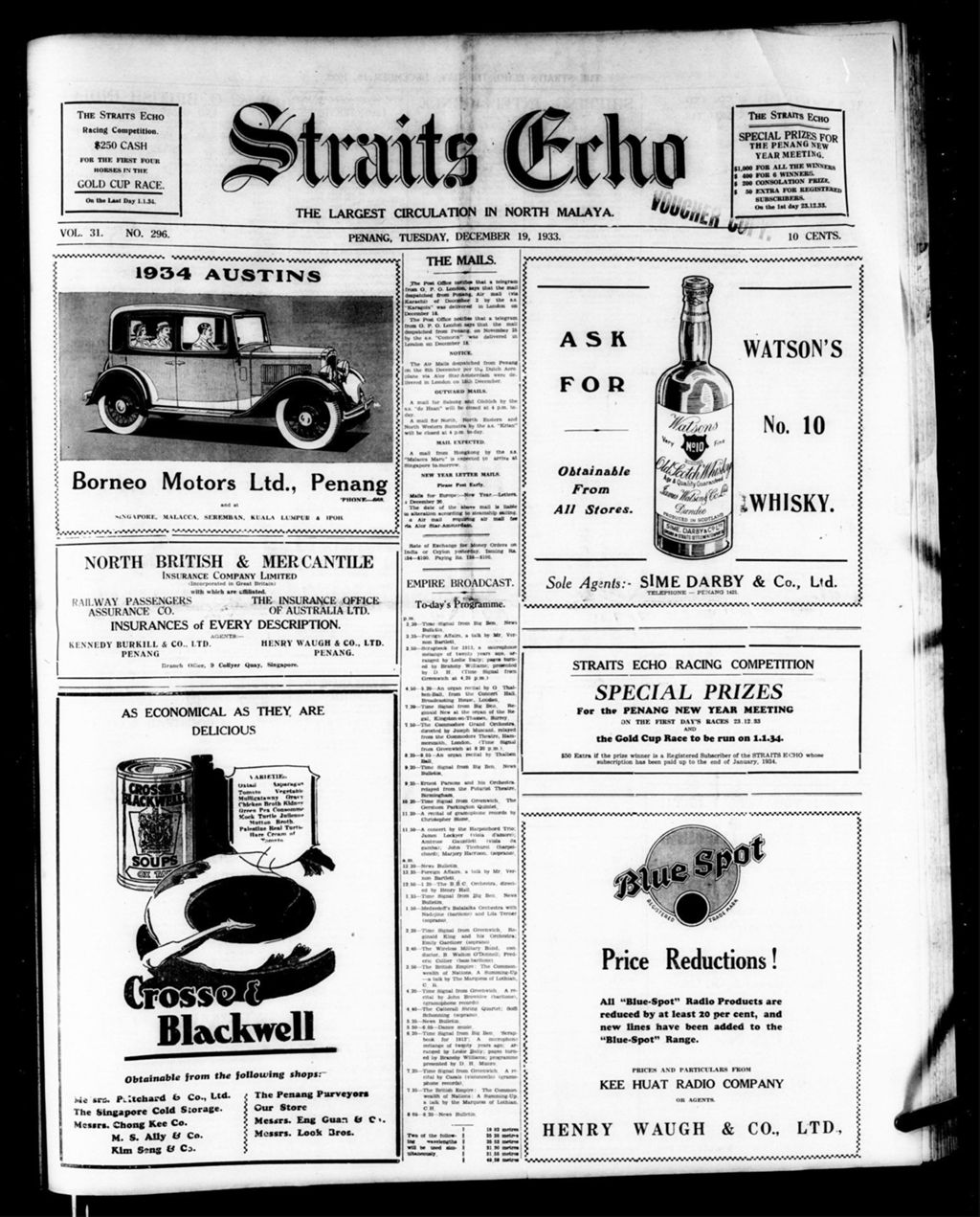 Miniature of Straits Echo 19 December 1933