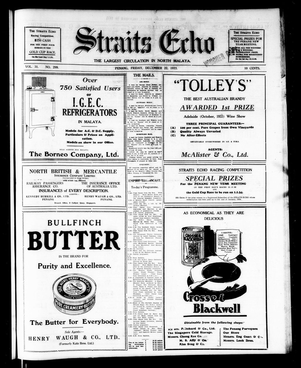 Miniature of Straits Echo 22 December 1933