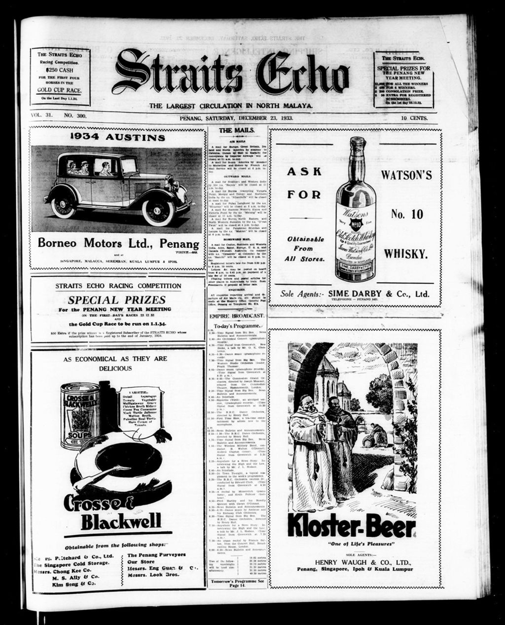 Miniature of Straits Echo 23 December 1933