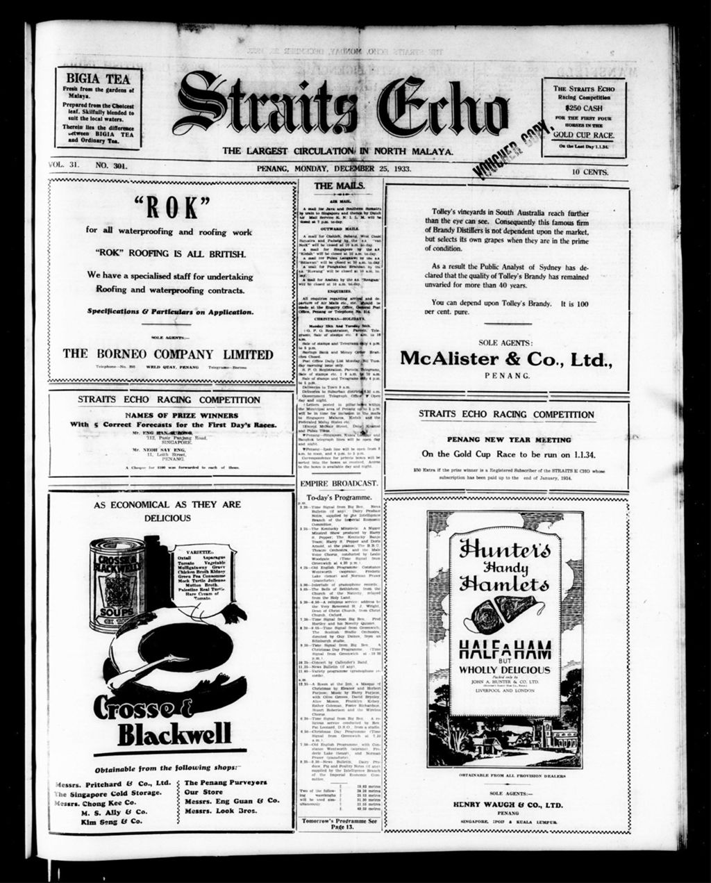 Miniature of Straits Echo 25 December 1933