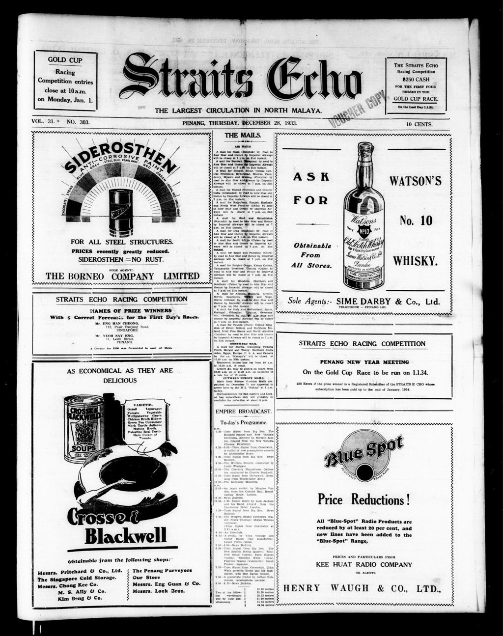 Miniature of Straits Echo 28 December 1933