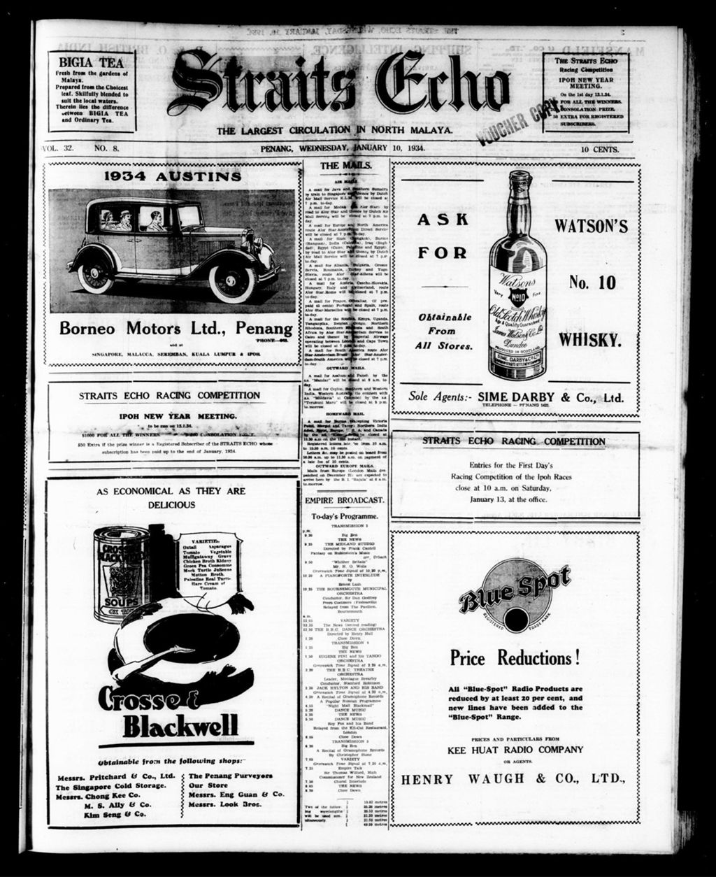 Miniature of Straits Echo 10 January 1934