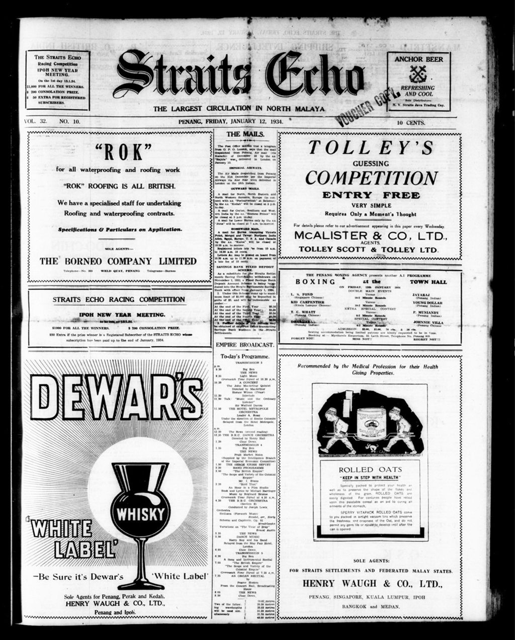 Miniature of Straits Echo 12 January 1934