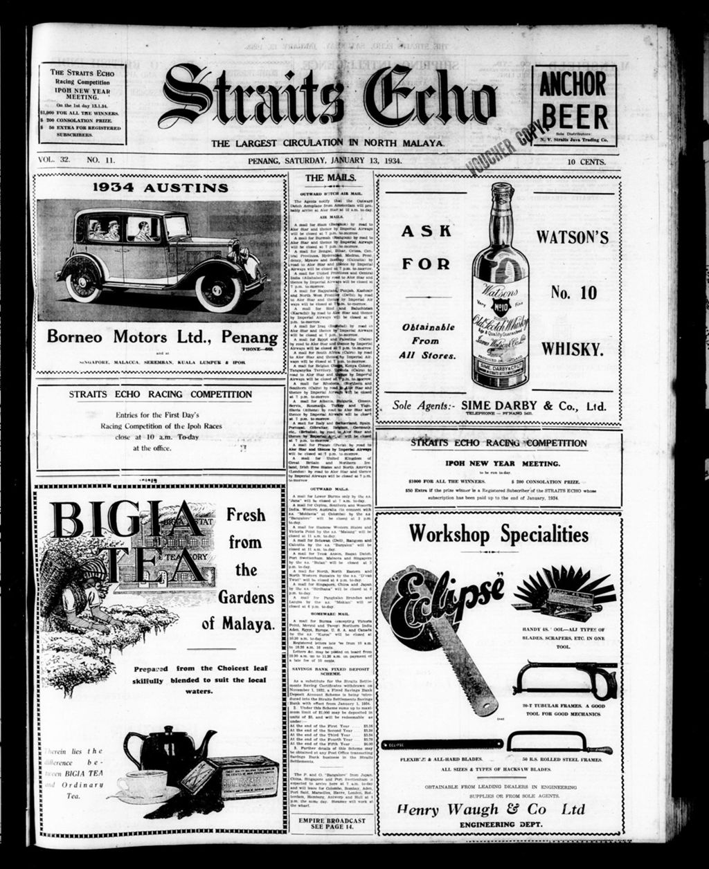 Miniature of Straits Echo 13 January 1934