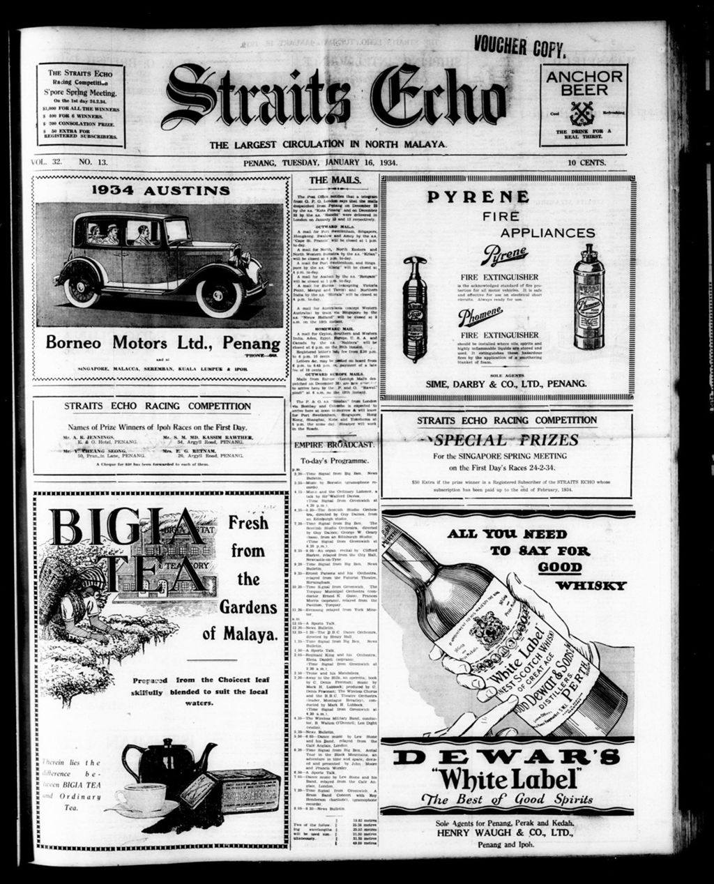 Miniature of Straits Echo 16 January 1934