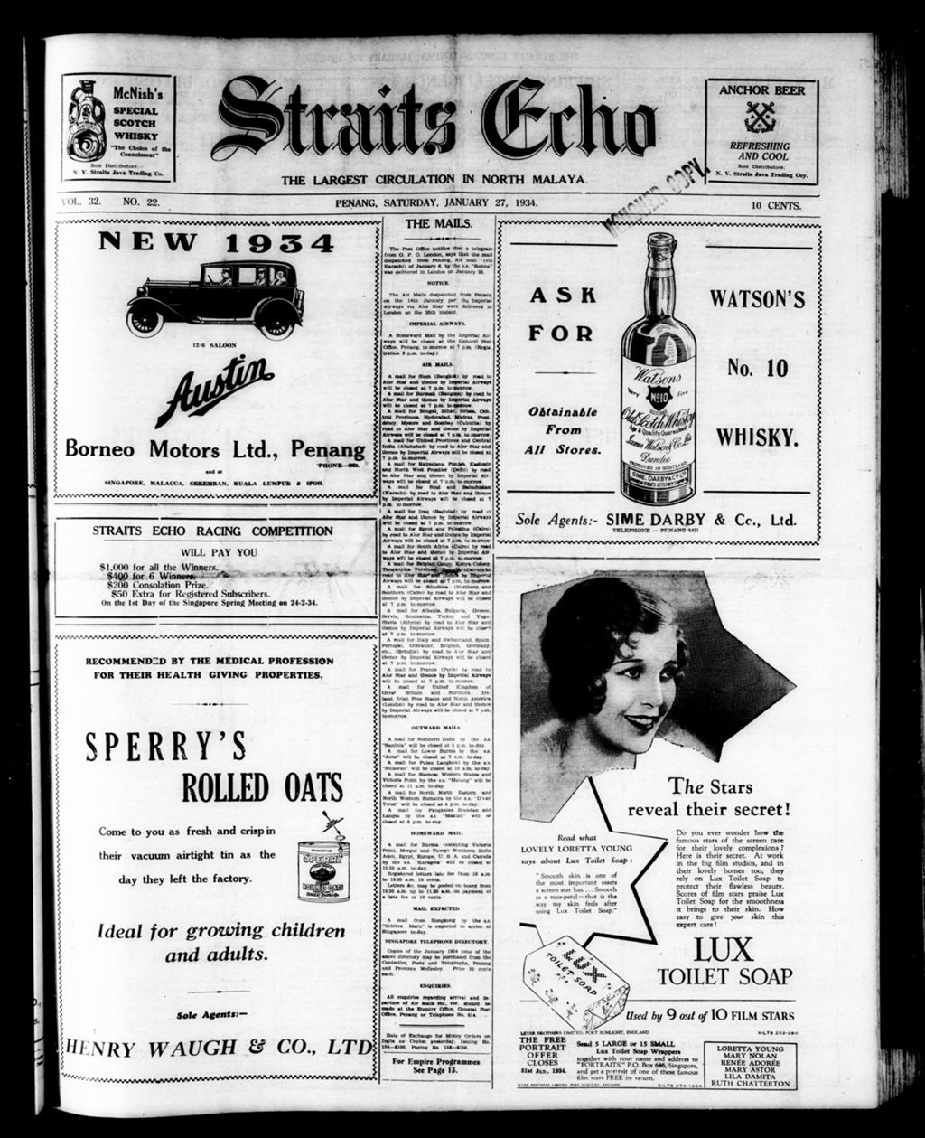 Miniature of Straits Echo 27 January 1934