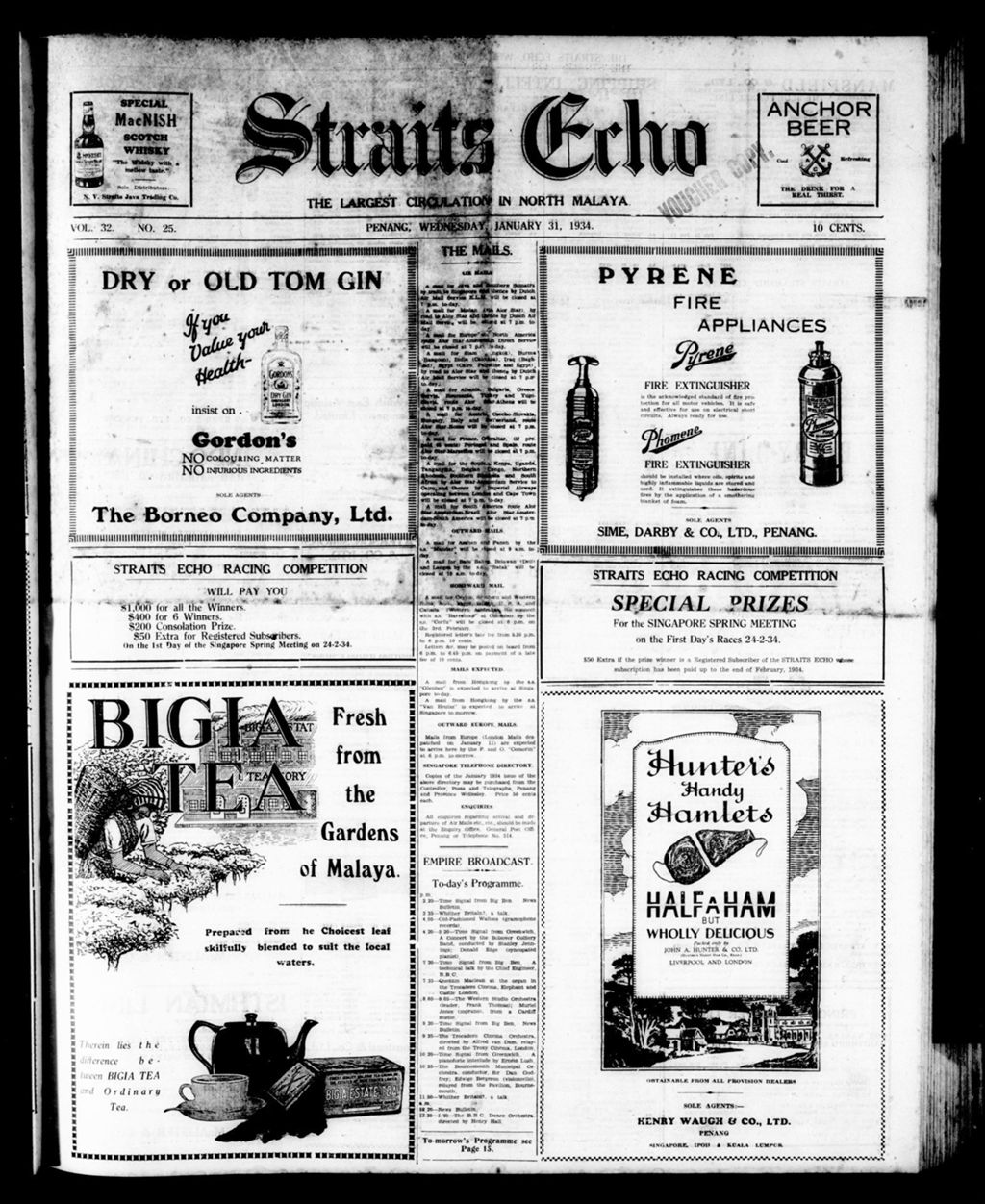 Miniature of Straits Echo 31 January 1934