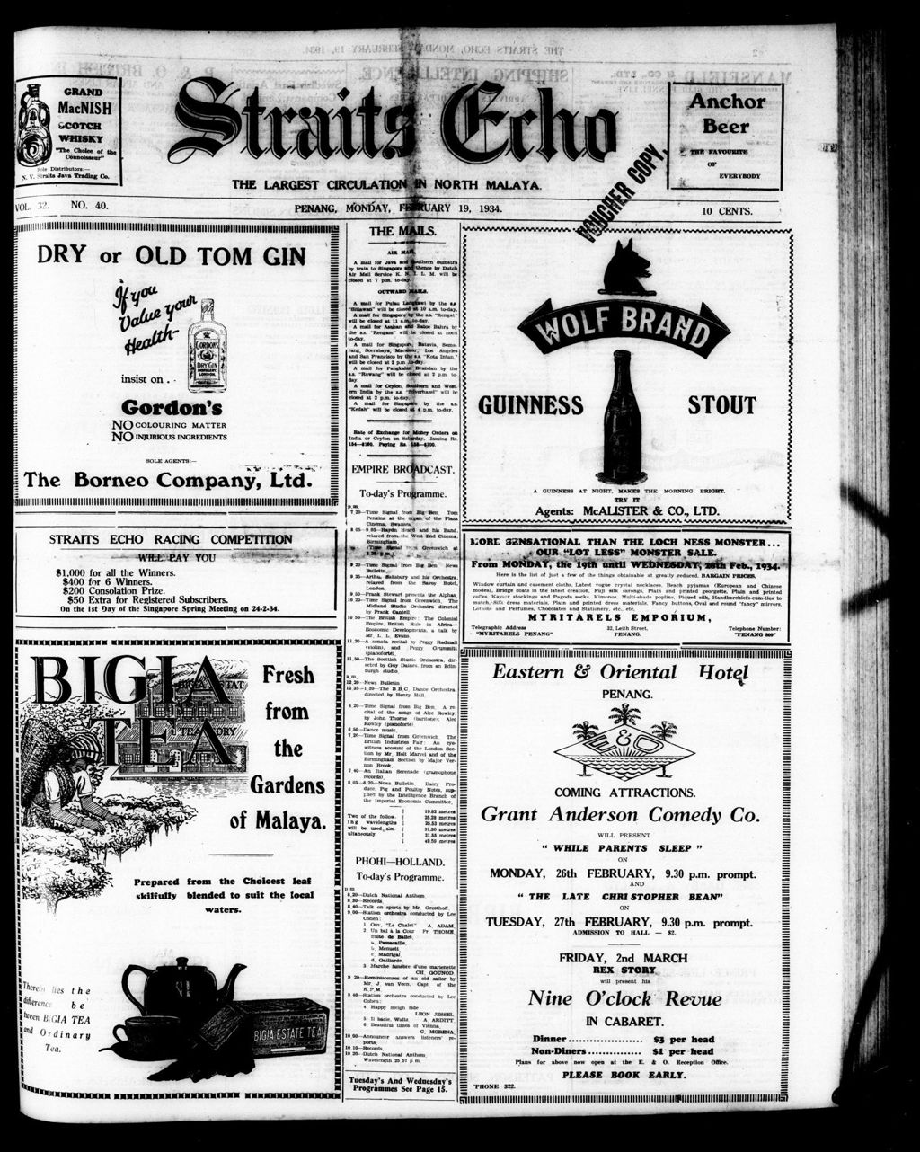 Miniature of Straits Echo 19 February 1934