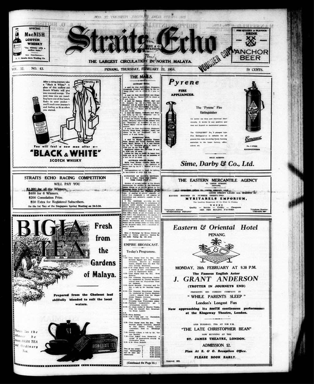 Miniature of Straits Echo 22 February 1934