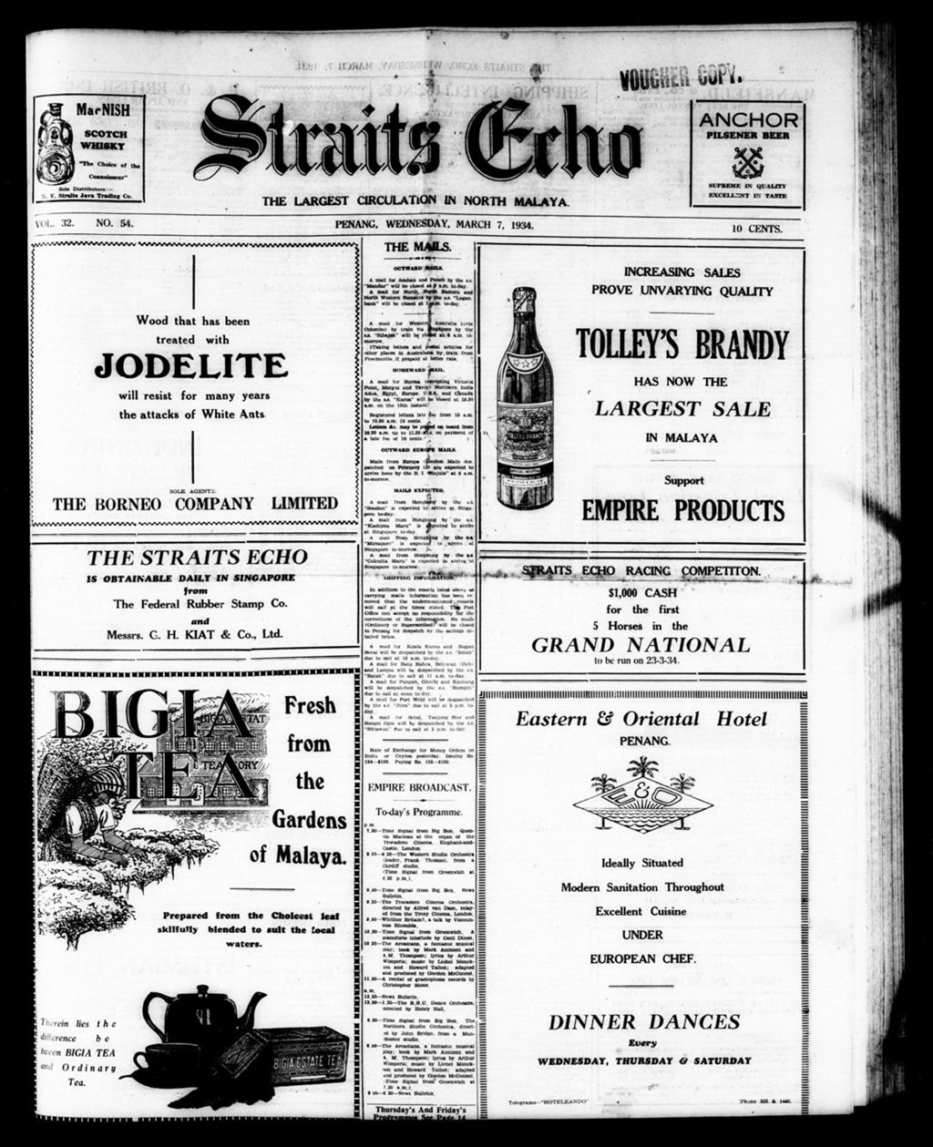 Miniature of Straits Echo 07 March 1934