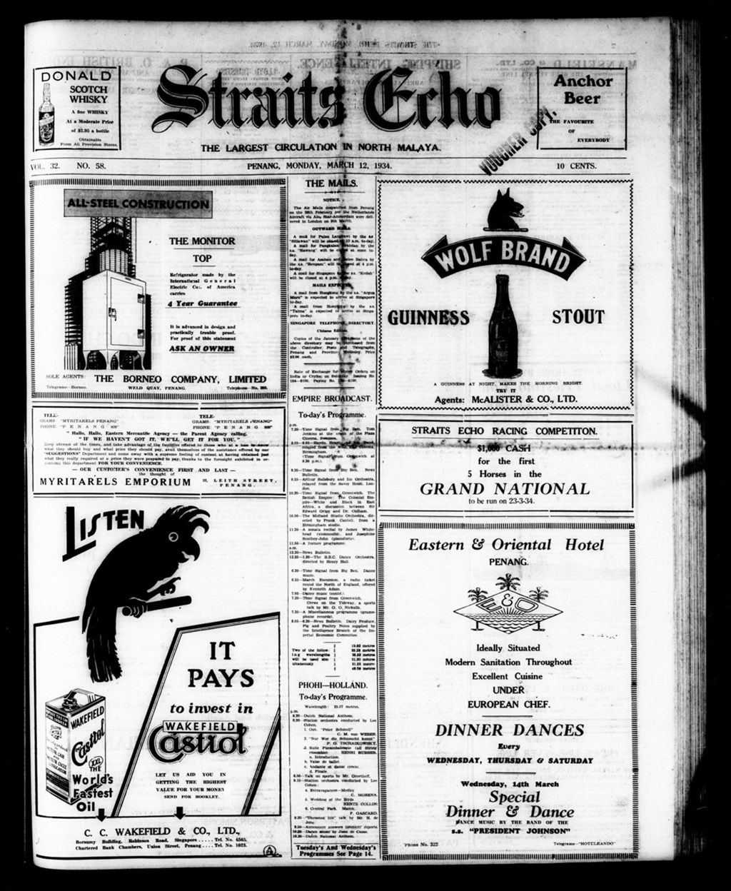 Miniature of Straits Echo 12 March 1934