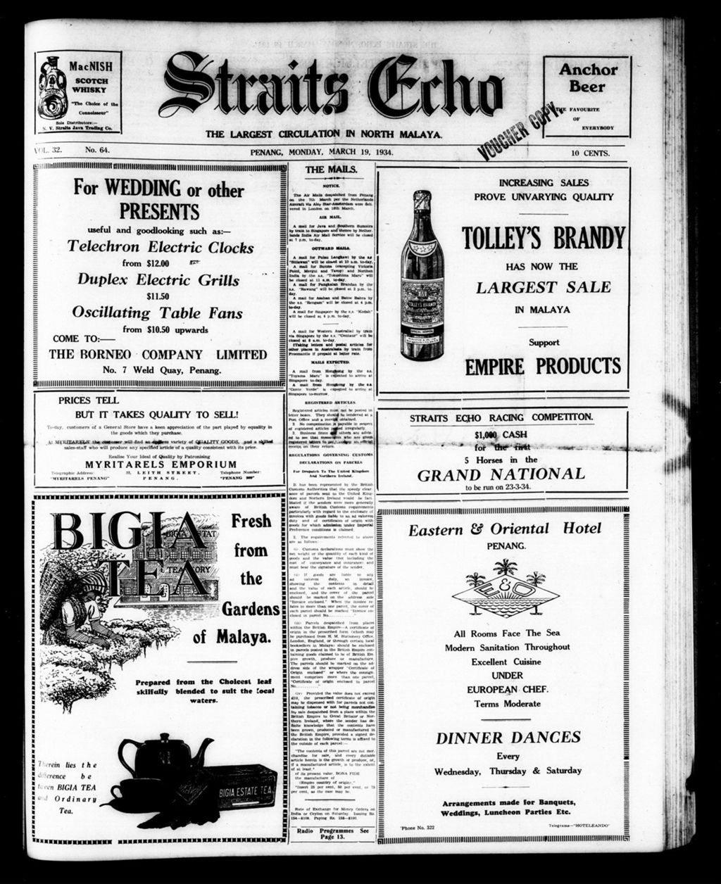 Miniature of Straits Echo 19 March 1934