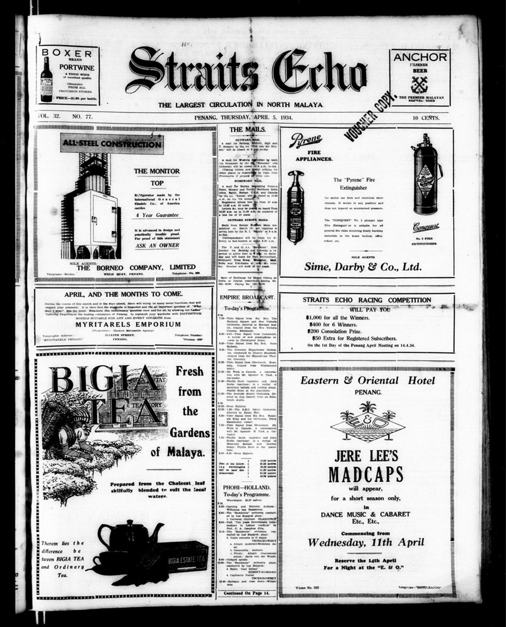 Miniature of Straits Echo 05 April 1934