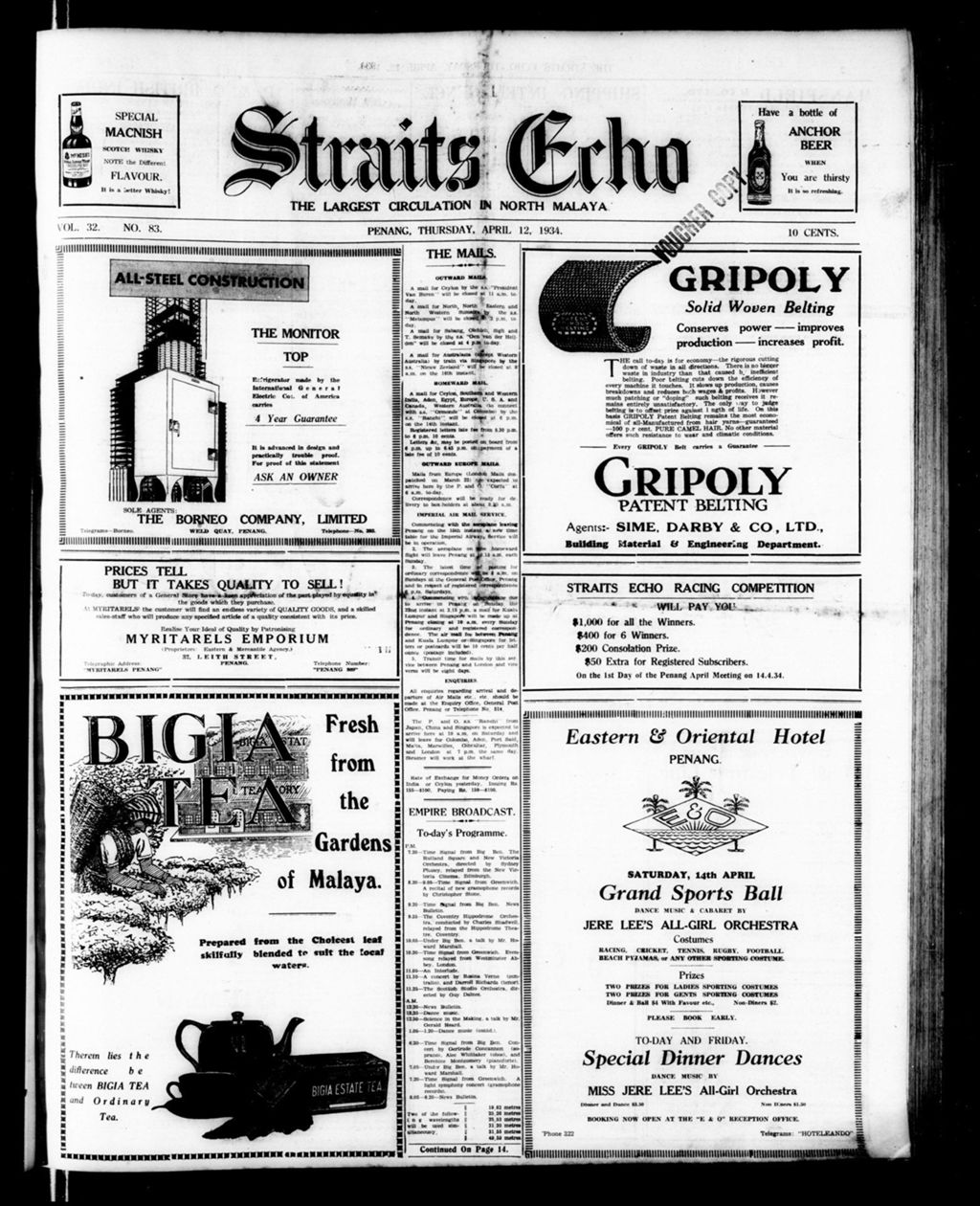 Miniature of Straits Echo 12 April 1934