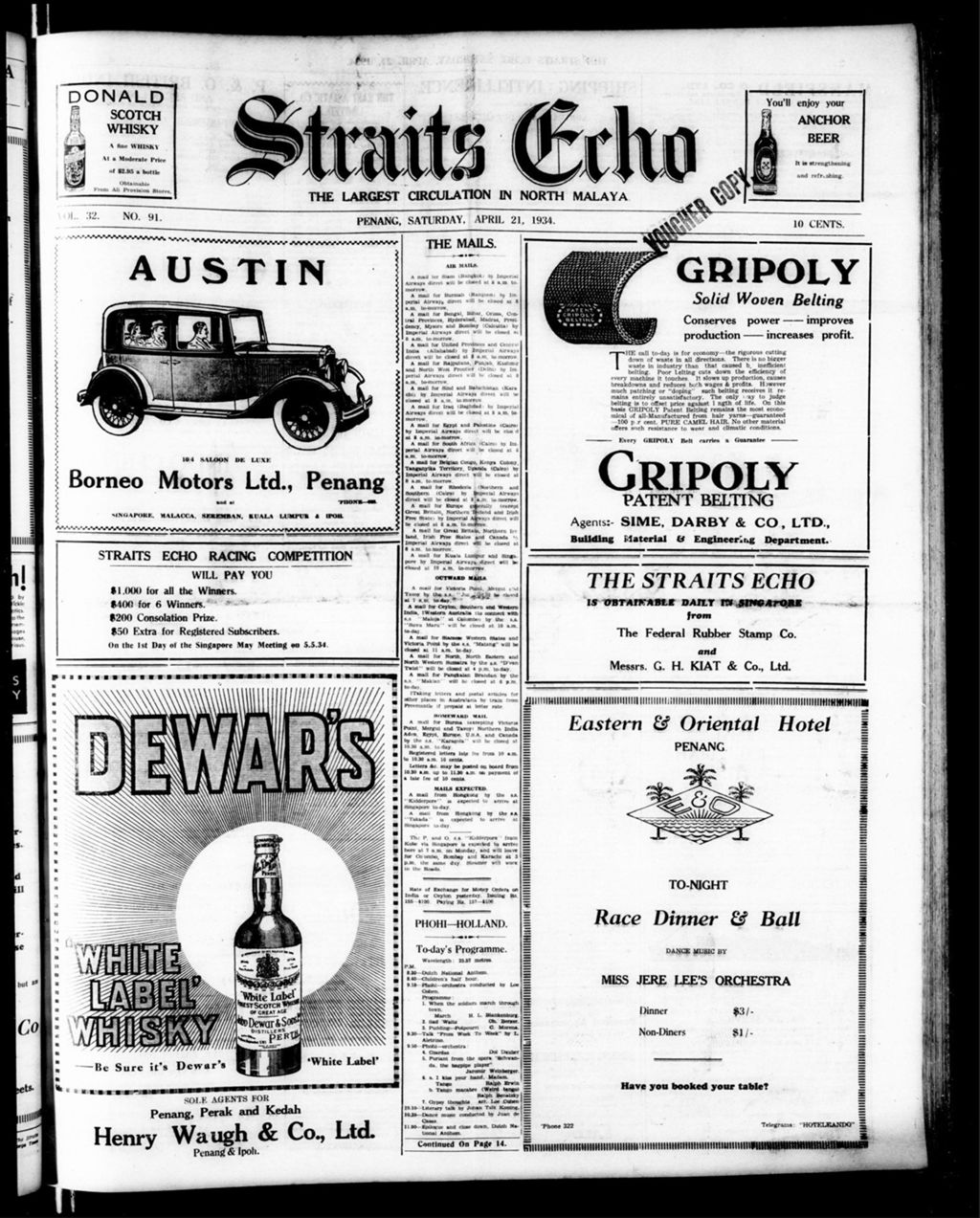 Miniature of Straits Echo 21 April 1934