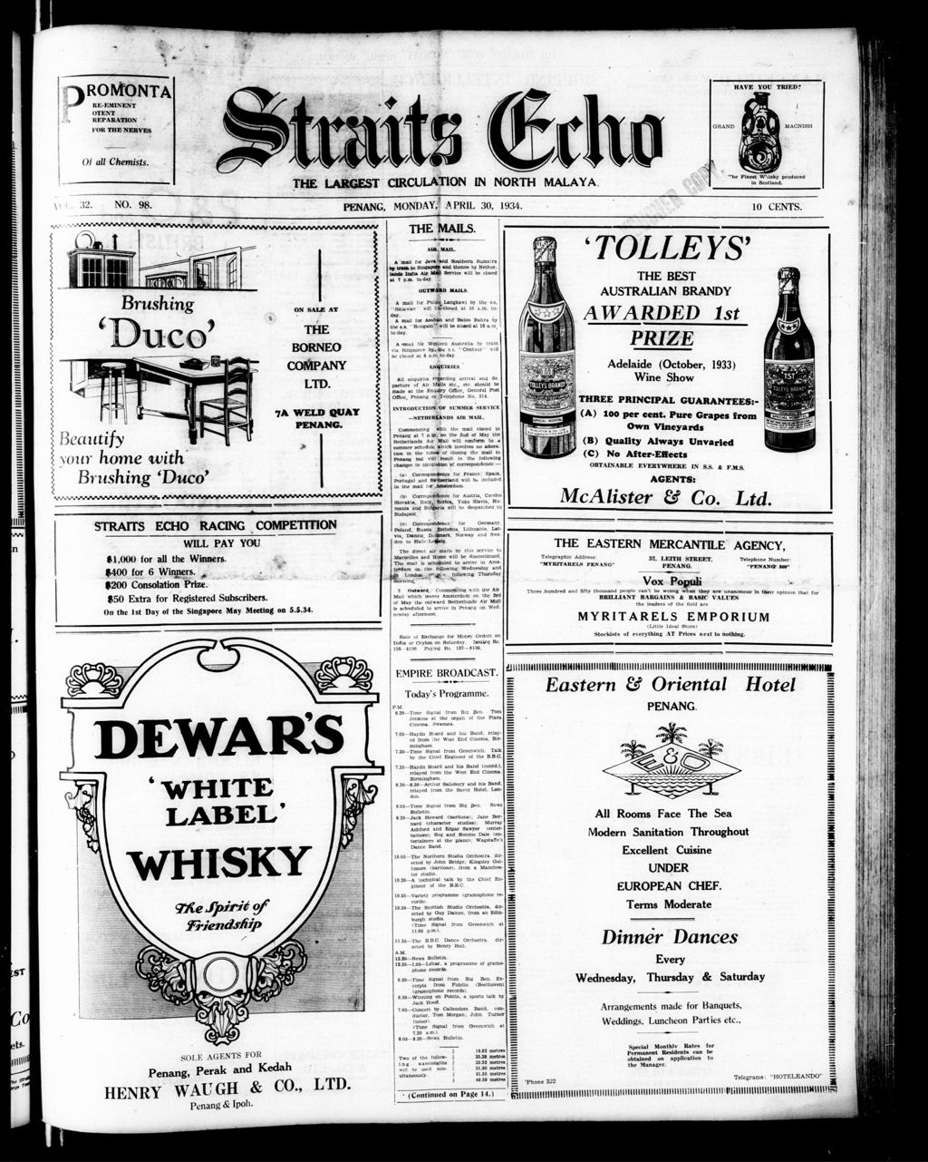 Miniature of Straits Echo 30 April 1934