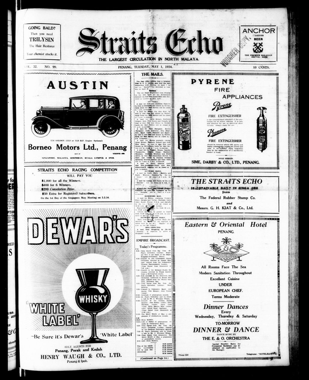 Miniature of Straits Echo 01 May 1934