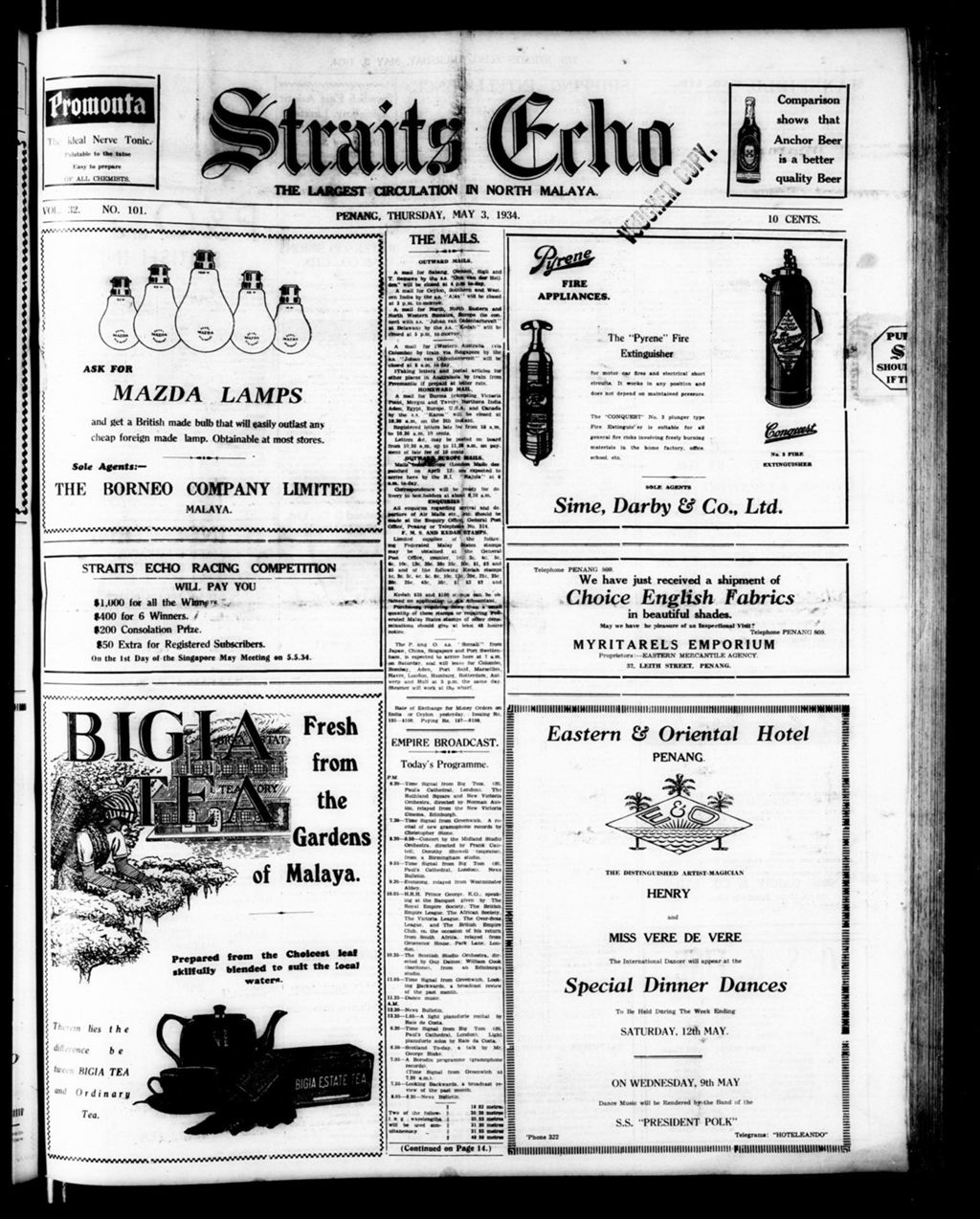 Miniature of Straits Echo 03 May 1934